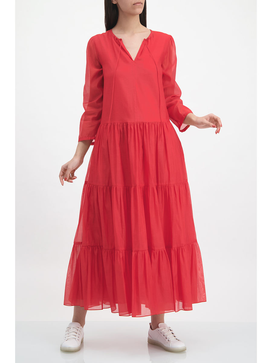 red flowy maxi dress