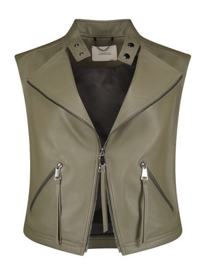 Neutral leather gilet