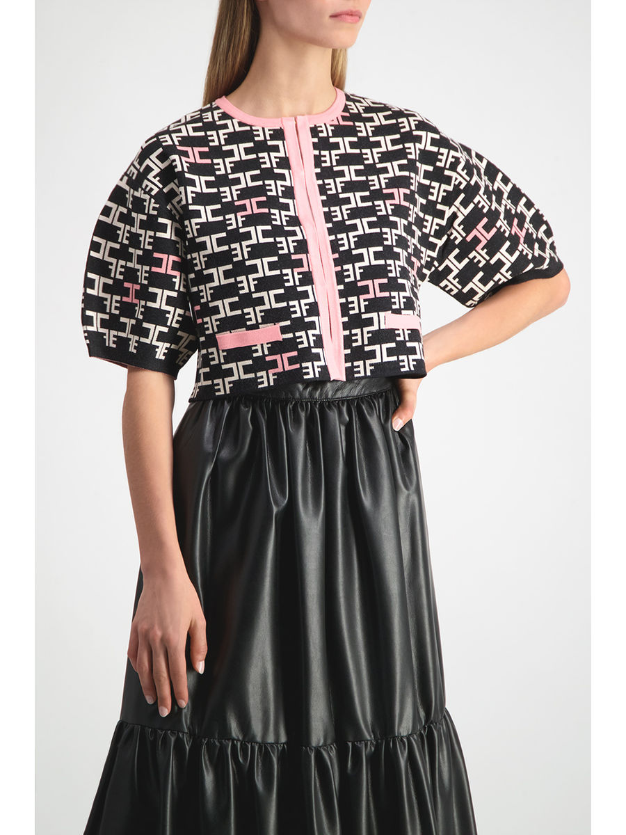 patterned cropped cardigan