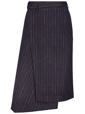 Asymmetric pinstripe skirt