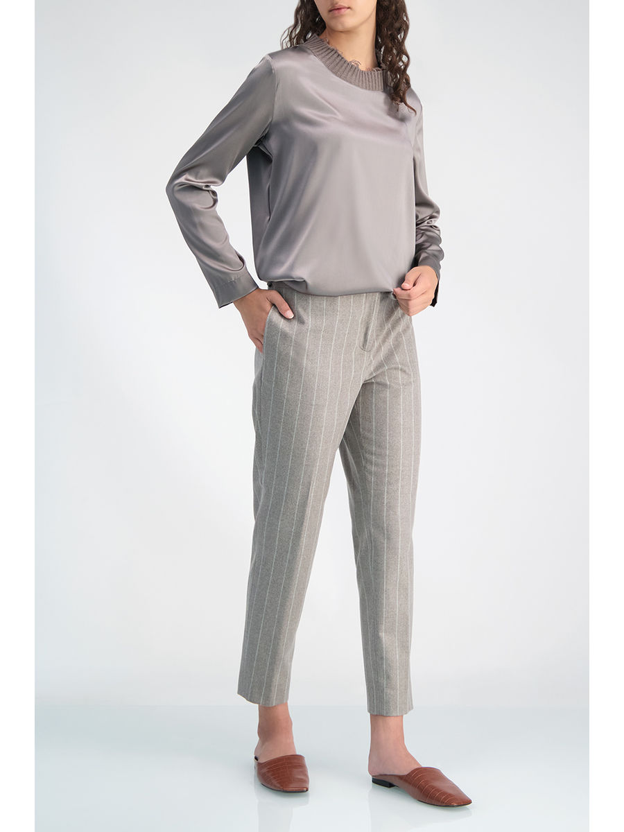 striped slim trousers