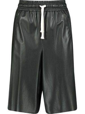 Stretch waist faux leather shorts