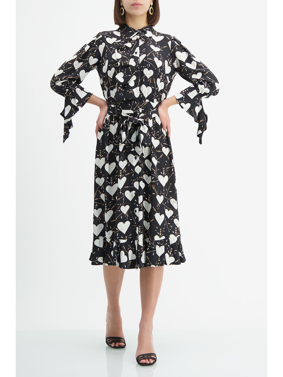 monochrome midi dress