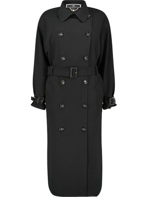 Buttoned detailed belted coat