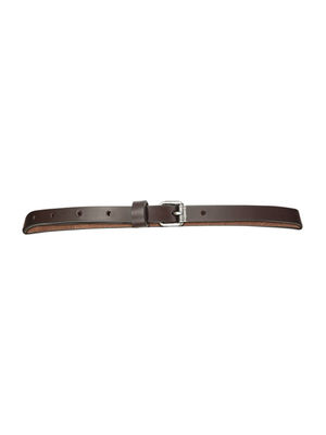 Thin strap rounded tip leather belt