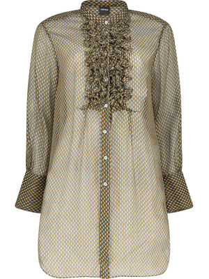 Intricate print frill detailed blouse