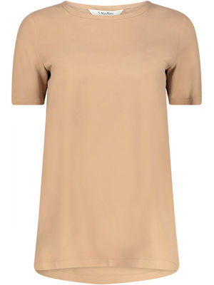 Basic camel side-slit t-shirt