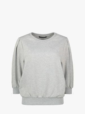 Neutral cinched-hemline sweatshirt