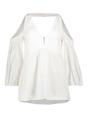 Cold-shoulder open-back blouse