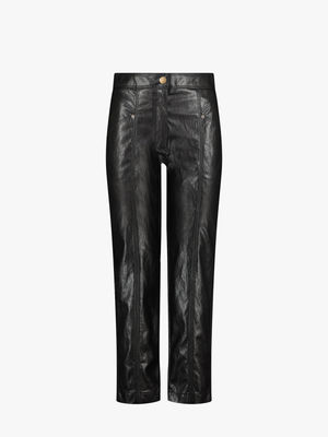 Coated vegan leather trousers