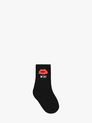 Lip appliqué socks
