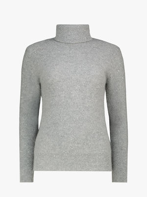 Wool-blend sequinned turtleneck sweater