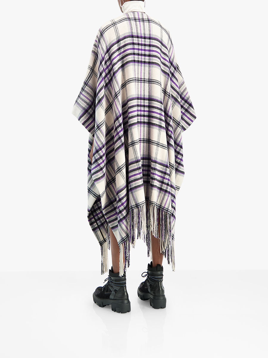 checked cape coat