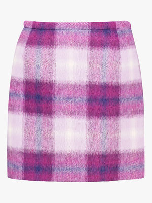 Wool-blend checked skirt