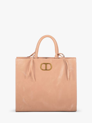 Leather shopper with laces