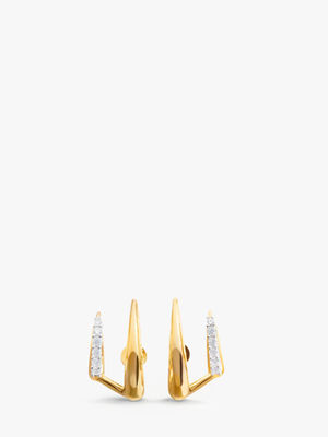 Large claw pave double stud earrings