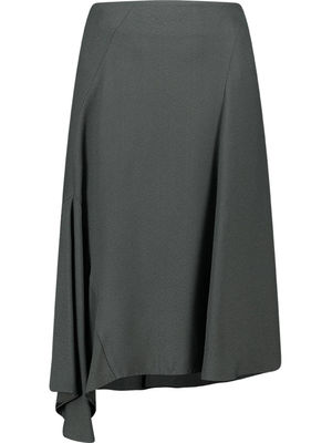 Asymmetric back fastening midi skirt